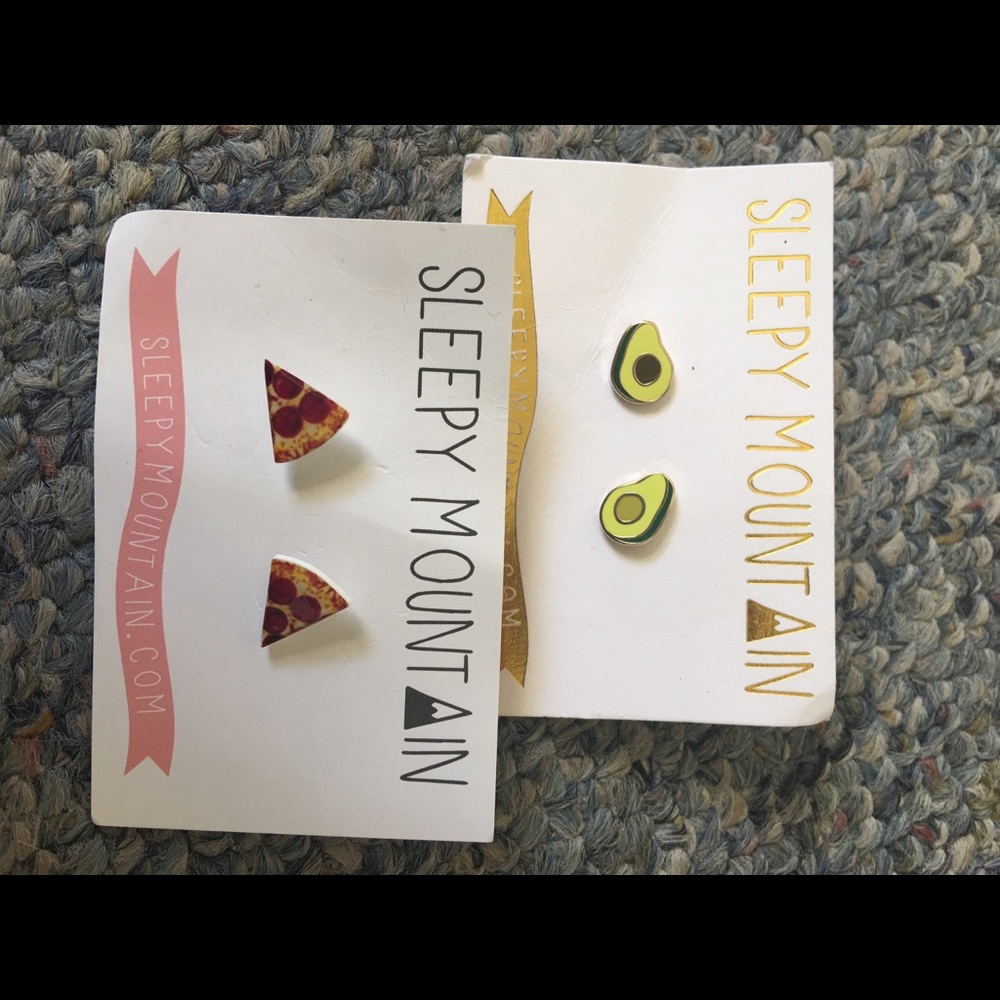 Pizza and avocado earrings brand new